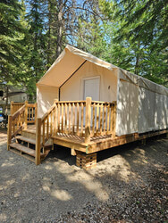 A glamping tent is a more luxurious form of tent camping.